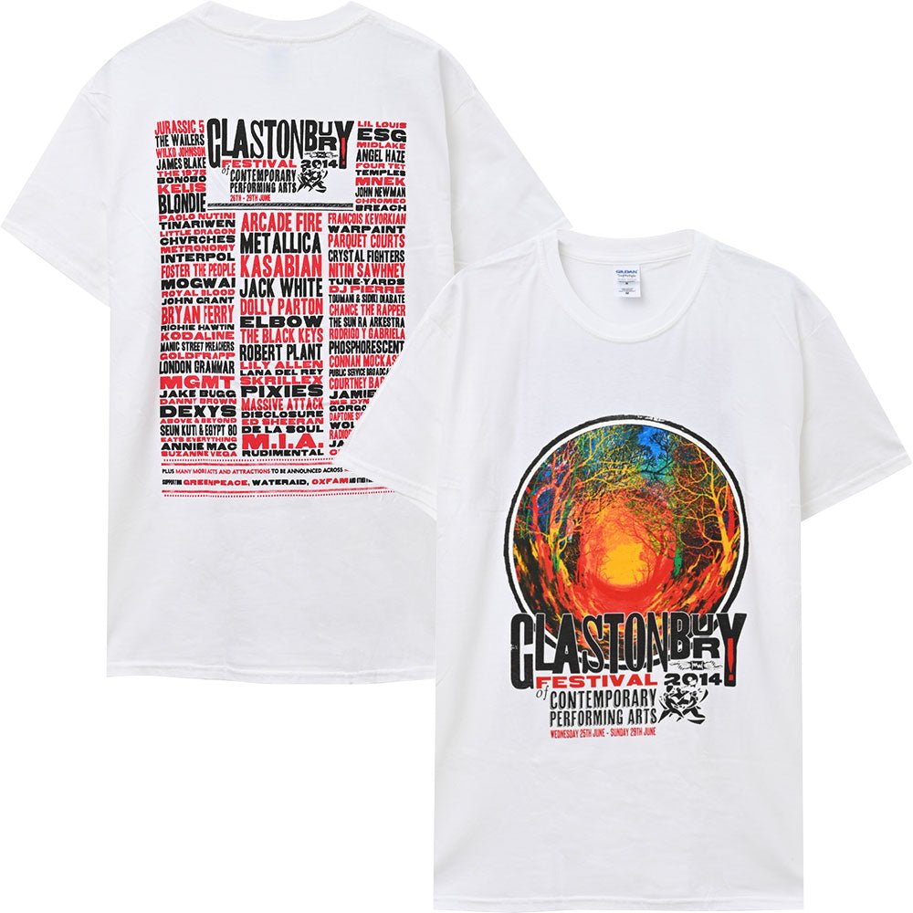 フェス公式Tシャツ GLASTONBURY - (開催 55周年 ) - FESTIVAL 2014 (超レア) / バックプリントあり / ヴィンテージ